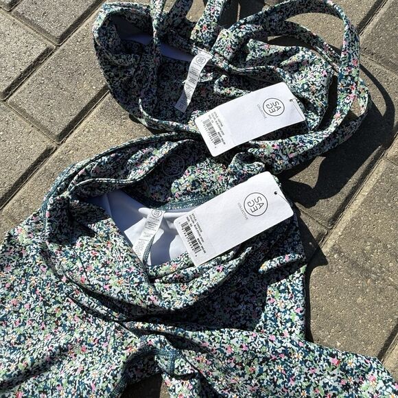 Sage Collective Set Sport Bra And Biker Short Floral Blue Static Ditsy NWT XS - Picture 7 of 13